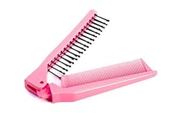 Louise Maelys Folding Hair Brush Double Headed Pocket Travel Comb Pink