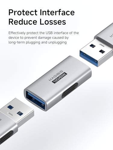 Image of Hagibis USB 3.2 Adapter 2 Pack, 90 Degree Right and Left Angle USB A Male to Female Connector OTG Adapter Cable Extender for Laptops Charger PC Car Mouse Keyboard (Female to Female)
