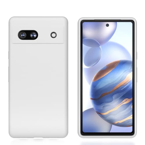 Funda Pixel 7a blanca de silicona líquida para proteger tu móvil diario 3