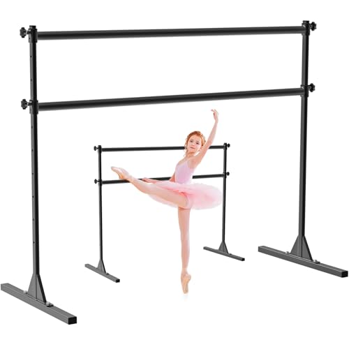 SELEWARE 5 FT Height Adjustable Ballet Barre Freestanding Ballet Bar Heavy Duty Dance Bar Support Barre Movements Body Stretch Pull-ups, Sturdy Construction and Anti-Slip, Supports 350 lbs