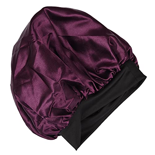 Image of Satin Silk Premium Sleeping caps, Comfortable & Soft Double layered Streachable Hair Bonnets For All Head Sizes & Hair Type, Night Care Routine - Pack Of 1 Pcs - Wine