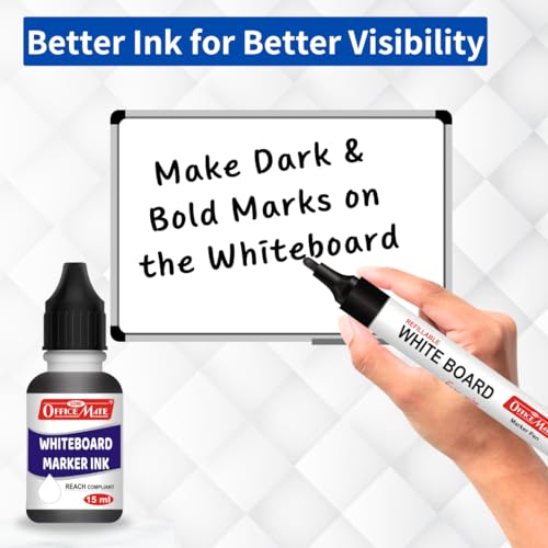 Image of Soni Officemate Whiteboard Marker Ink -15ml| Pack of 4 (Black) | Smooth, Easy Wipe, Long-Lasting Ink | Eco-Friendly & Bright