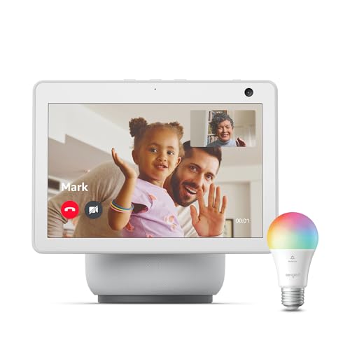 Echo Show 10 (3.ª generación) | Blanco + Sengled Bombilla LED inteligente (E27), compatible con Alexa – Kit de inicio de Hogar digital