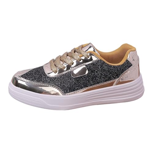 Genérico Zapatillas Rojas Zapatos Antideslizantes Mujer para Mujer Color sólido Malla Transpirable Punta Redonda con Cordones Parte Superior Plana Calzado Mujer Invierno Zapatillas (Rose Gold, 38)