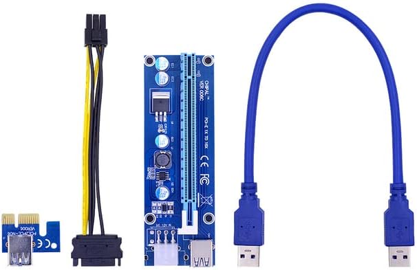 chipal pci-e riser PCI-E Riser PCI Express X1 to x16 Extension Cable Extender Riser Adapters Card 15pin to 6pin Power USB 3.0 Cord (0.)