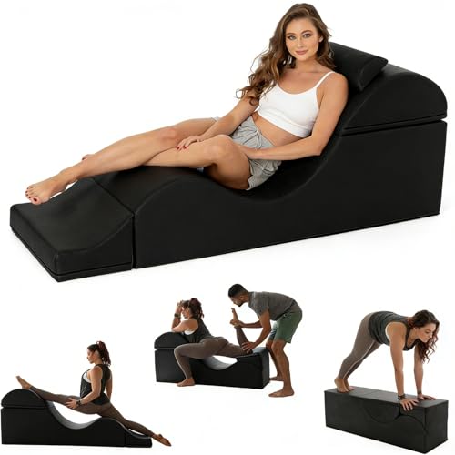 JS Ellie Multifunctional Adult Sofa Chair, Convertible S-Shaped Chaise, Compressed Shipping, Suitable for Yoga, Exercise, and Meditation Black