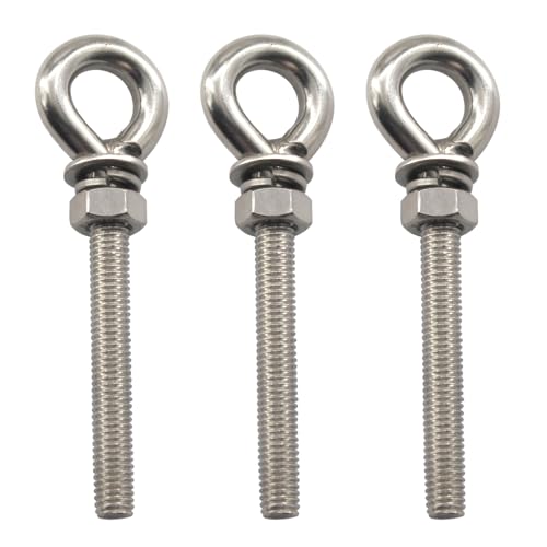 Image of (3 Pieces) M12 304 Stainless Steel Heavy Duty Shoulder Lifting Ring Eye Bolt with hex Nuts Washers