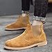 OXNEUHG Men's Genuine Leather Chelsea Boots with Elastic Bang Fashion Classic Suede Round Toe Slip On Ankle Boots Casual Business Wedding Office Work Dress Booties (Brown,9)