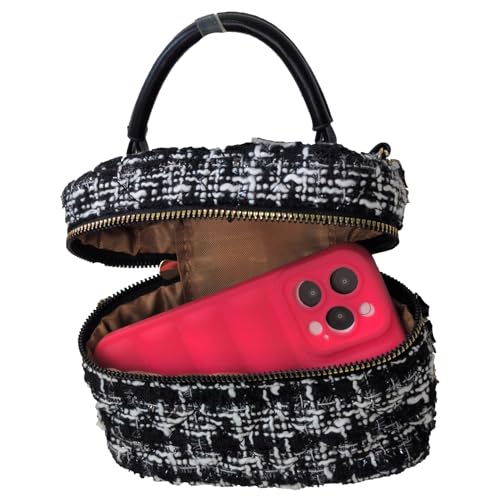 Regina Chic Houndstooth Tweed Vanity Case Mini Crossbody with Gold Accents3