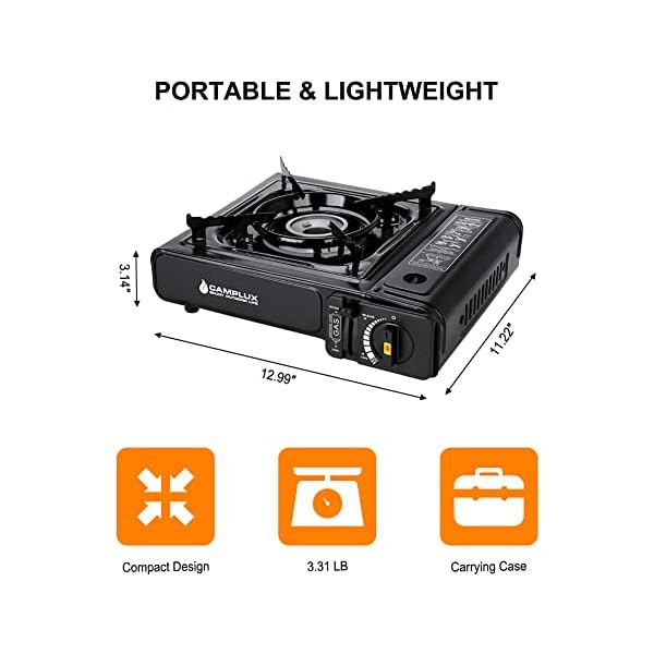 Camplux Dual Fuel Propane & Butane Stove with Carrying Case, Portable