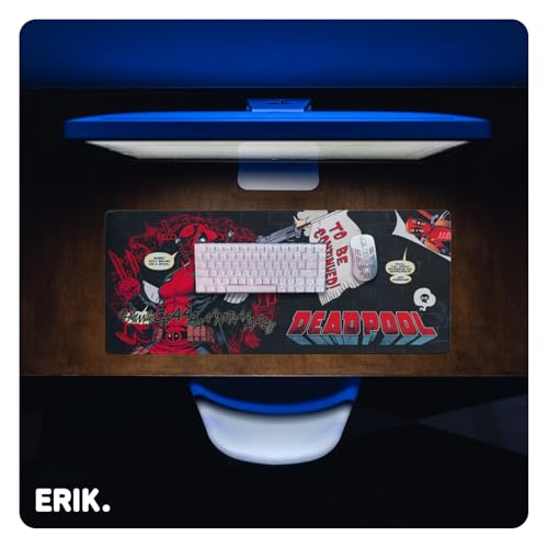 Grupo Erik: Tappetino Mouse Deadpool | Tappetino Mouse Marvel Xxl, Base Antiscivolo, 100% Waterproof E Con Rifiniture Di Qualità, 80 X 35 Cm, Deadpool Gadget - 3