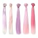 5pcs /lot 9 Inch x 39 Inch Heat Resistant Synthetic Straight Long Pink Blode Purple White Hair Doll Weft Hair Extensions for DIY BJD/SD/Bly the/18 Inch American Doll Wigs(multicolor-02)