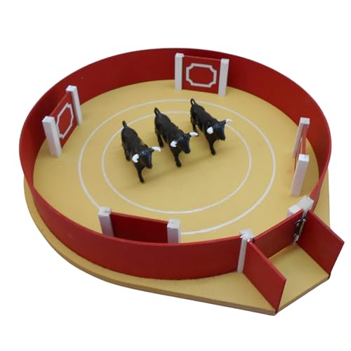 Plaza de Toros para Playmobil Mini Artesanal – Completa con Arena, Burladeros y Toritos Incluidos - Madera de Calidad - Hecho a Mano por Artesanos Profesionales - AMBIENTS ARTESANIA
