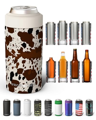 Image of Frost Buddy Universal Can Cooler - Fits all - Stainless Steel Can Cooler for 12 oz & 16 oz Regular or Slim Cans & Bottles - Stainless Steel (Cowabunga)