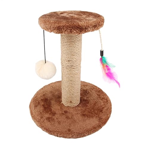 Torre rascadora para gatos, postes de sisal resistentes y gruesos, postes de cuerda de sisal resistentes con bola y pluma para gatos adultos y gatitos
