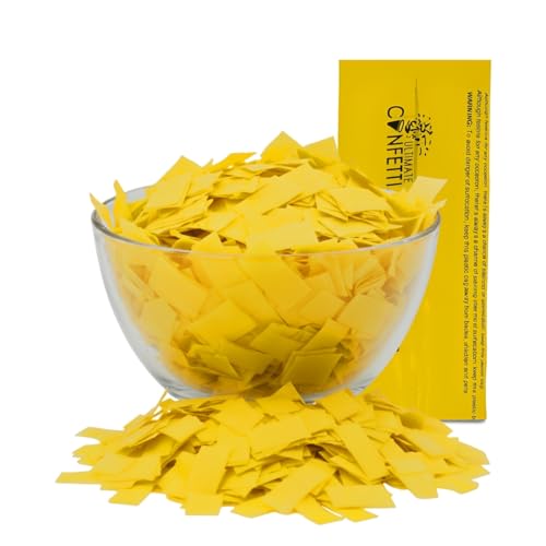 Ultimate Confetti, Biodegradable Confetii - Rectangular Yellow Fluttering Tissue Paper Confetti for Cannon and Launcher use - Best for Birthday, Wedding, Parties and Events - 1 lb, 16 oz
