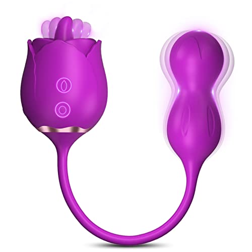 Rose Toy Vibrator Rose Sex Stimulator for Women Sex Toys Vibrator Dildo with 9 Modes, Tongue Licking Adult Sex Toys for Women Man Couple (Purple)
