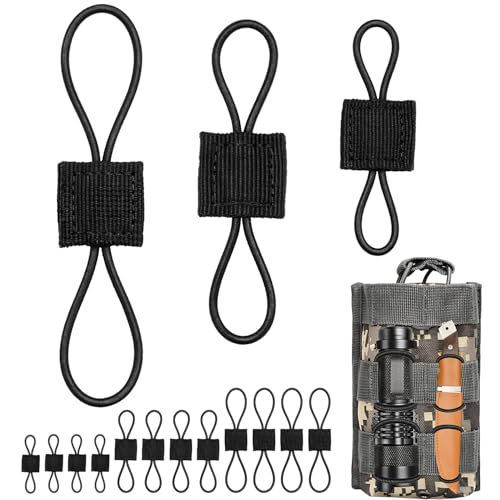 ManTangSun 15PCS Tactical Bag Molle Attachment 3 Sizes Elastic Molle Webbing Binding Ribbons Molle Backpack Attachments for Backpack and Outdoor Bag (Black)
