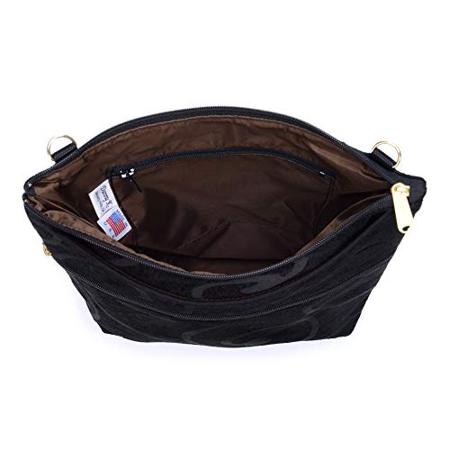 Danny K. Women's Tapestry Bag Crossbody Handbag, Maggie Purse Handmade in the USA (Villa/Black)
