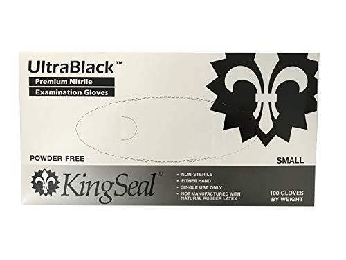 Kingseal Ultrablack Nitrile Exam Gloves, Medical Grade, Powder Free, Size X-Large, 4 Mil, Textured Fingertips - 10 Boxes Of 100 Gloves By Weight (1000 Count) #TOP2