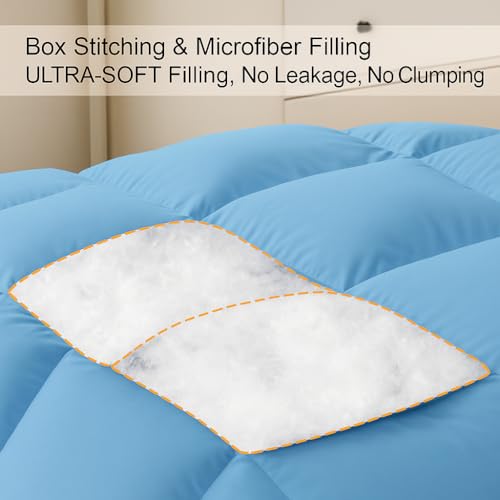 Image of Comforter Double Bed - All Season /AC Summer Blanket | Dohar | Duvets | Ultra Soft & Light Weight - (300 GSM, Light Blue)