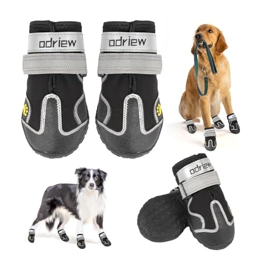 Dog Shoes Large Size Dogs, Dog Booties and Paw Protectors, 4PCS Shoes for Dogs, Rugged Anti-Slip Sole, with Night Reflective Strip for Hot Pavement and Rain or Snow Walking Hiking. (Black, 8)