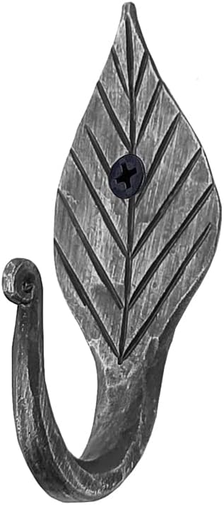 Generic Living Ideas - Gancho de pared forjado a mano con hojas forjadas para el hogar y la oficina, para colgar abrigos, color negro, diseño