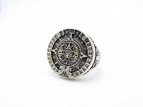 Tribal Mayan Aztec Calendar Sun Mayan Ring Brass Jewelry Br-62