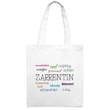 Beutelfarbe: weiß Jutebeutel mit Stadtnamen Zarrentin - Motiv Positive Eigenschaften - Farbe weiß – Stoffbeutel, Jutesack, Hipster, Beutel