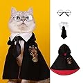 MANON ROSA Dog Halloween Costume - Wizard Cosplay Dress with Witch Cape Bowtie Glasses Pet Party Clothes for Small Medium Large Dogs Puppies Cats Red, MRPC008-Red-Medium
