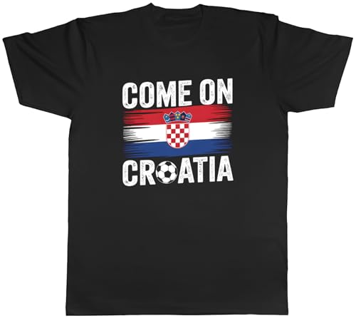 Image of Shopagift Come on Croatia Supporter Football Fan Mens Black T-Shirt Tee