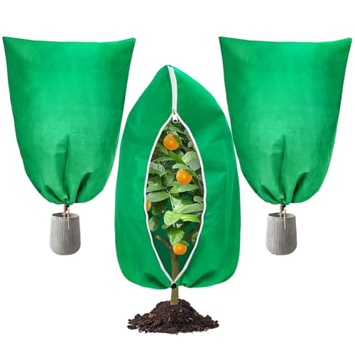 YBCCBY 3 PCS Funda para Plantas para Invierno Saco Cubre Plantas Invierno Cubierta de Protección de Plantas de Invierno Protector Anti Heladas para Plantas con Cremallera y Cordón contra Heladas