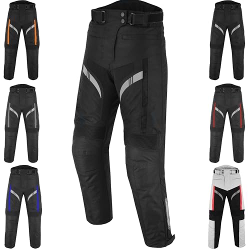 Hive Moto Men Motorcycle Waterproof Textile Cordura Trouser CE Approved Protection Motorbike Riding Hip Knee Protective Pant (US, Alpha, X-Large, Regular, Regular, Black)