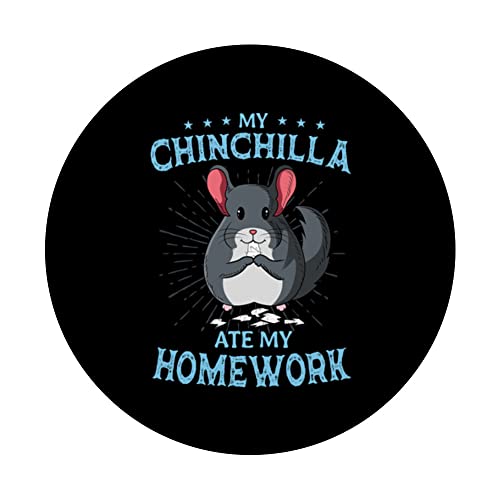 Chinchilla Owner Pet Rodent Ate My Homework Veterinarian PopSockets Swappable PopGrip, Black - Image 3