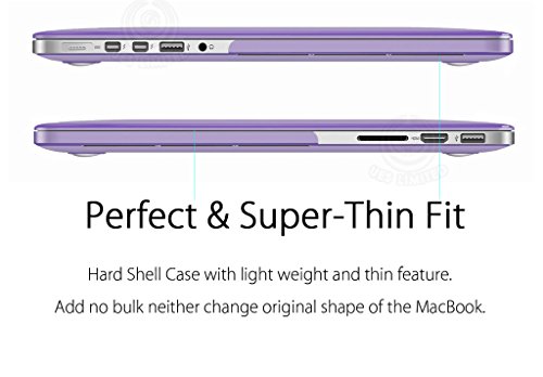 Ueswill Compatible With 3 In 1 Glossy Crystal Hard Shell Case For Macbook Pro (Retina, 15 Inch, Mid 2012/2013/2014/Mid 2015), Model A1398, No Touch Bar + Keyboard Cover And Screen Protector, Purple #TOP5