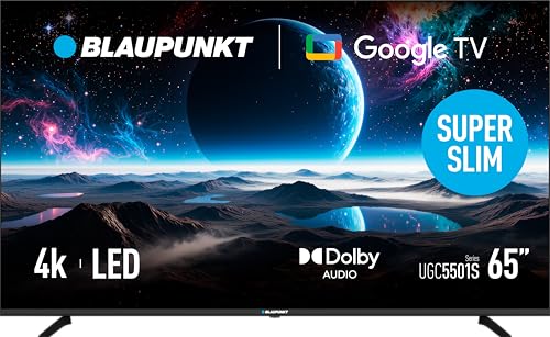 Blaupunkt BL-65UGC5501S 65-Zoll 4K LED-Fernseher, Google TV 5.0, Dolby Audio, Bluetooth 5.1, Chromecast, 2x8W Lautsprecher