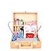 Gettesy Malette de Docteur Enfant Bois, 23 Pièces Valise de Docteur Jouet Enfant Déguisement de Docteur Kit Jeu dimitation Médecin Cadeau pour Fille Garçon