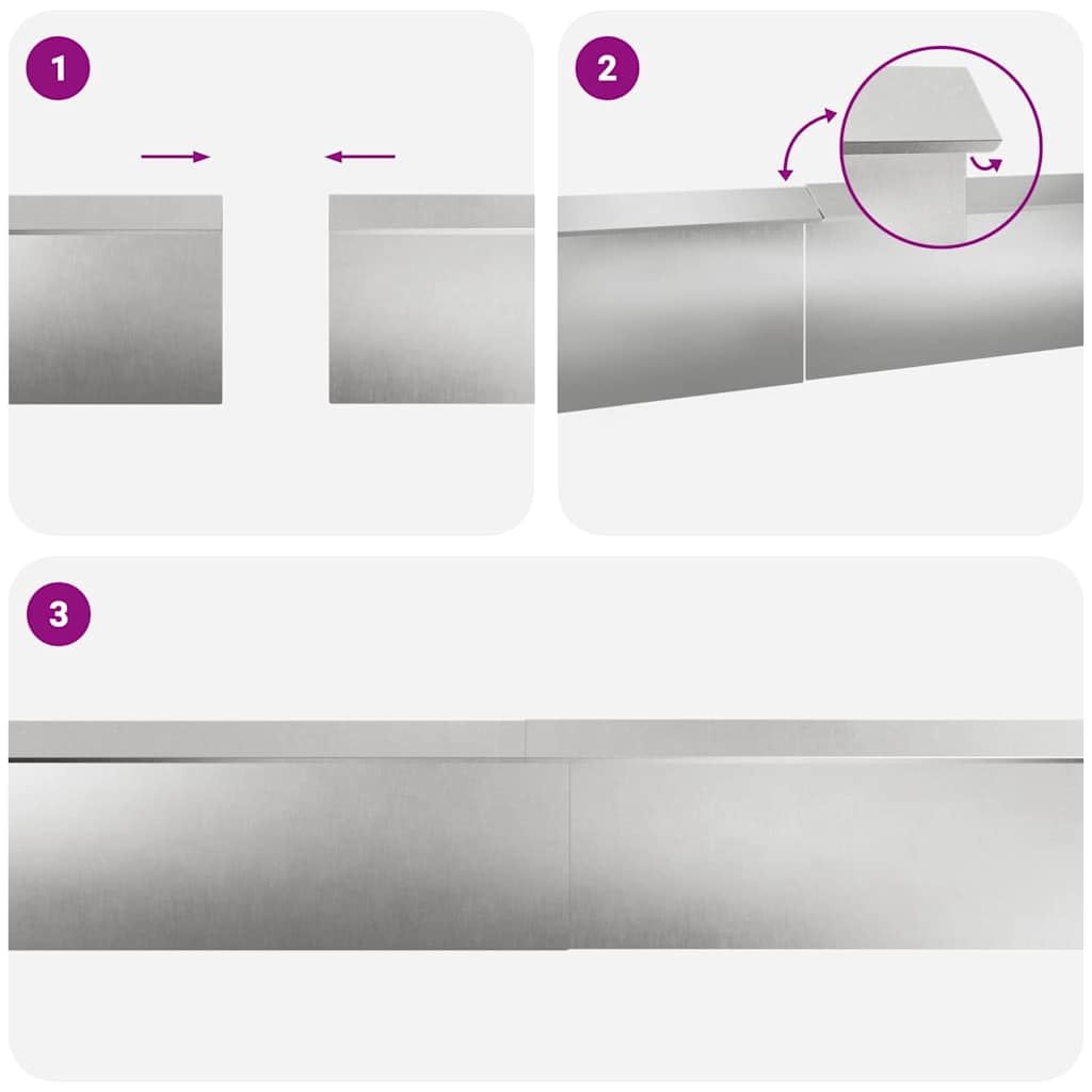 Schneckenzauns 8 STK. 100 x 3,5 x 25 cm Edelstahl Silber,Beeteinfassungen,874879