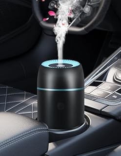 Car Diffuser for Essential Oils Portable Mini Ultrasonic Mist Humidifier 100ml USB Aromatherapy Diffuser Freshener with Colorful Lights for Small Space Home Office Bedroom (Black)