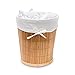 Produktbild Relaxdays Papierkorb Bambus rund HBT ca. 29 x 25,5 x 25,5 cm Bambus-Eimer mit herausnehmbarer Stoffeinlage für Büro und Arbeitszimmer, leichter und handlicher Aufbewahrungskorb für zu Hause, natur