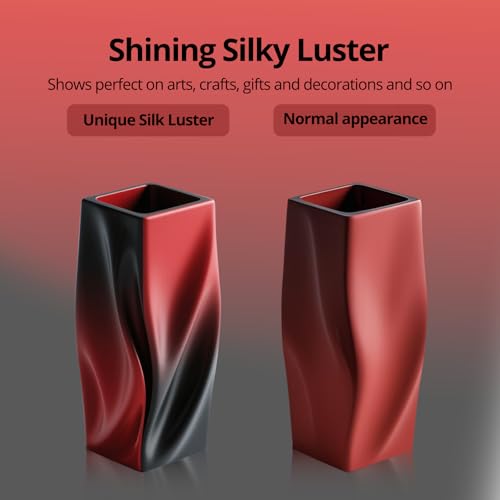 Image of Silk Dual Color Pla Filament, Silk PLA 3D Printer Filament 1.75mm, Shiny Silk Texture, Dimensional Accuracy + /- 0.02mm, 1KG Spool (2.2 lbs), PLA Silk Dual Color (Red Black)