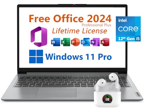 Image of Lenovo 15.6 inch Business Laptop, Free Office 2024 with Lifetime License, FHD Display, Intel 10-Core i5-1235U Upto 4.4 GHz, 8GB RAM, 256GB SSD, WiFi 6, 7 Hrs Battery, Windows 11 Pro, Toree Earbuds