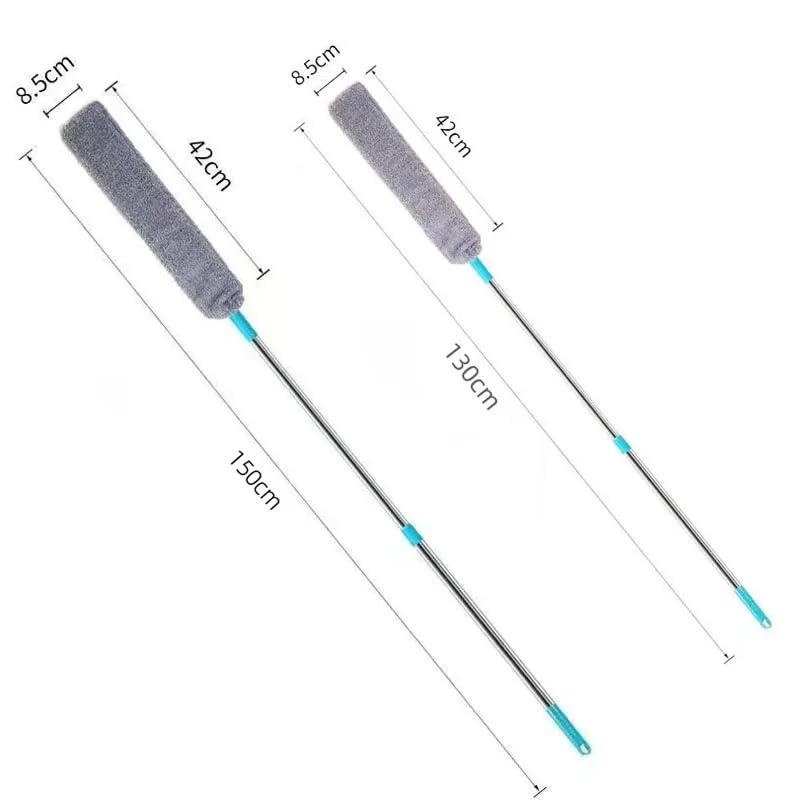 Image of Gap Cleaning Duster with Extendable Handle (Up to 150 cm) - Flexible Microfiber Dust Cleaner for Under Bed, Sofa, Fridge & Narrow Spaces - Washable Flat Dust Mop for Home Cleaning