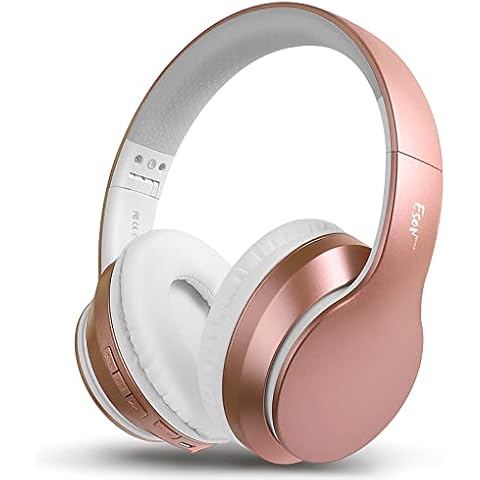 Esonstyle Bluetooth Headphones Over Ear Headset V5.0 with Microphone Foldable & Lightweight for Cellphones Laptop(Dark Blue) (Rose Gold 1) Cover