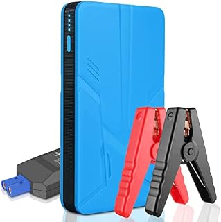 Car Jump Starter, Portable Car Battery Charger Jump Starter, 600A Peak Auto Jump Box, 12V Power Pack Jumper Start & Phone Charger with USB Port, Cables & LED Flashlight Blue