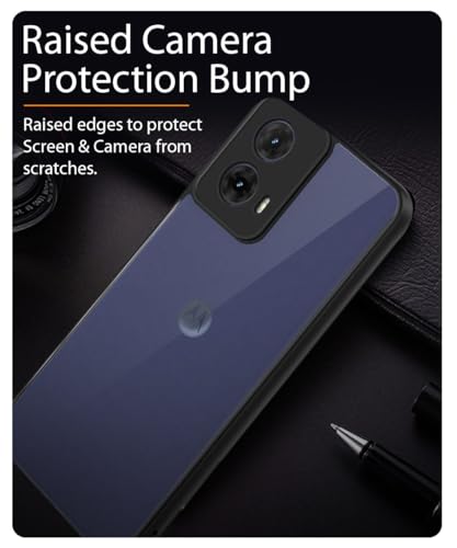 Image of WOW IMAGINE Translucent Hybrid Back Case Cover for Motorola Moto G85 5G Smoked Matte Back | Shock Proof 360 Degree Protection | Protective Hard Case - Matte Black