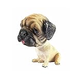 Comidox Handmade childhood memory BobbleHead Dogs Car Dash Puppy for Car Vehicle decoration rocking head dog made by superior Natural Resin Pugs 1PC