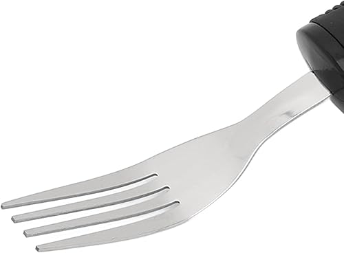 Miniatura 7 de 3 utensilios adaptativos, suministros especiales, utensilios adaptativos, cuchara y tenedor de acero inoxidable con mango de goma ancho, utensilios