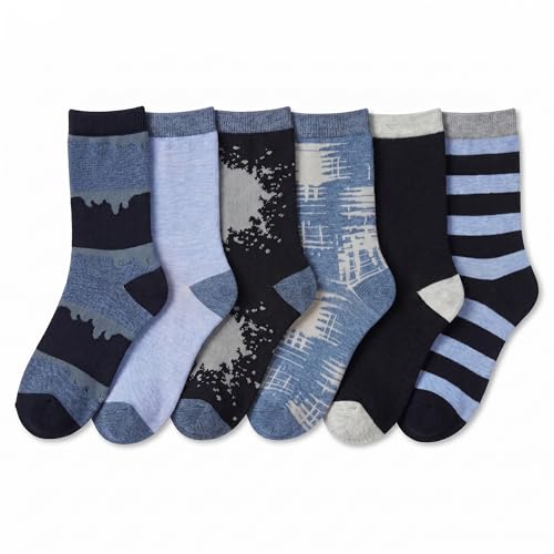 Image of Tipi Toe Women's 6-Pack Funky Crew Socks | Colorful Fun Patterned Novelty Dress Socks, Sizes 9-13