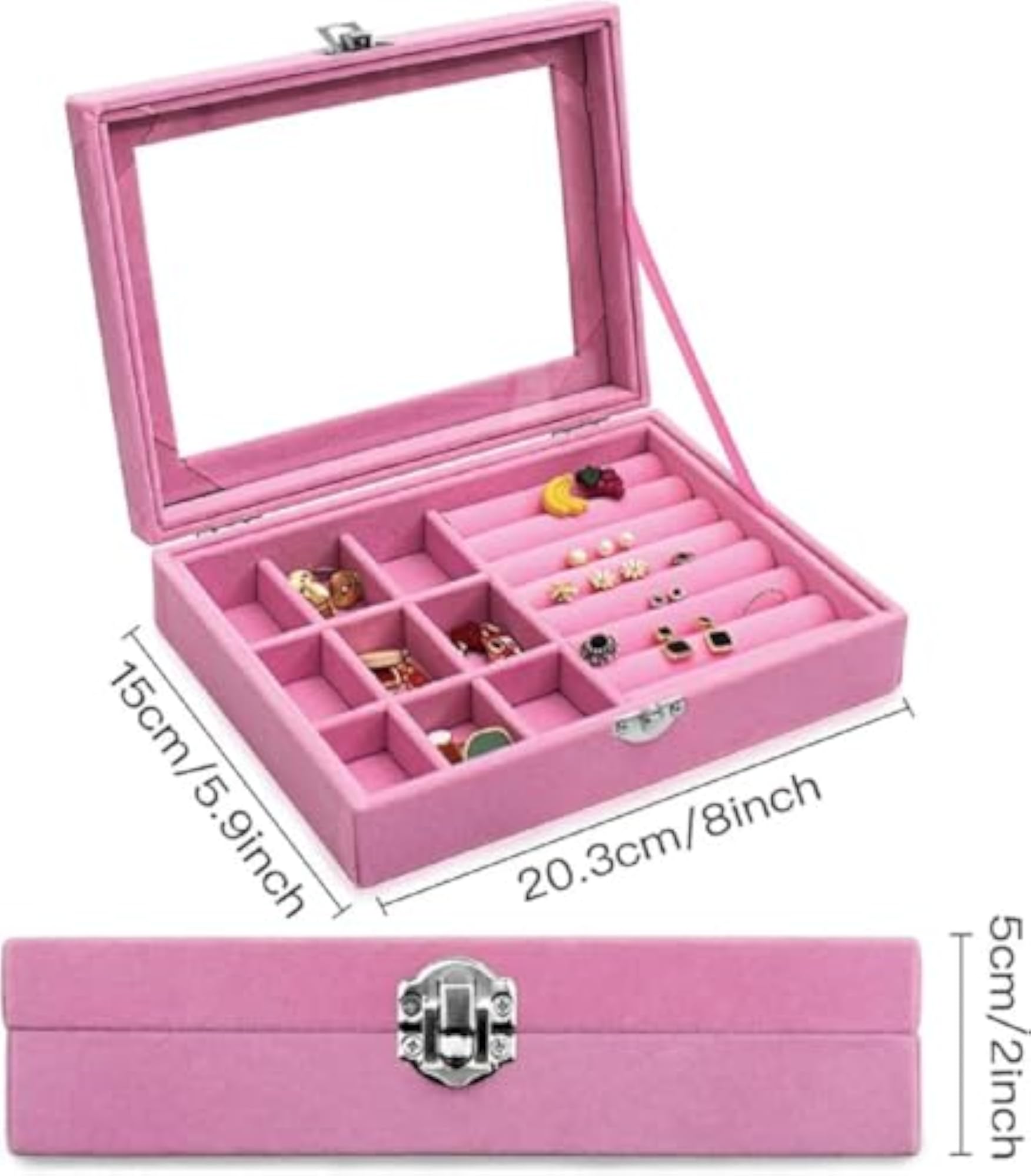 9 Grid Jewellery Organiser Velvet Storage Box